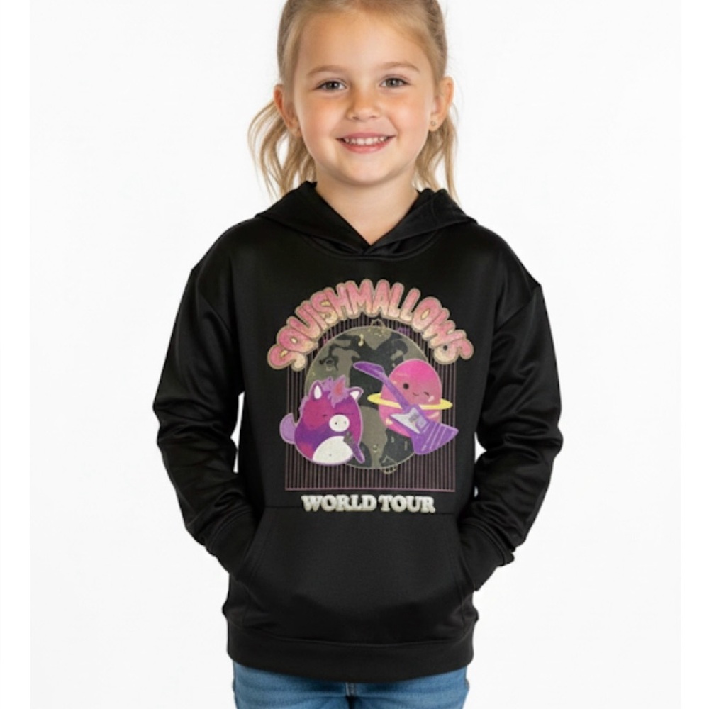 SQUISHMALLOWS Graphic Hoodie, Girls L (10/12), Black Pink Purple